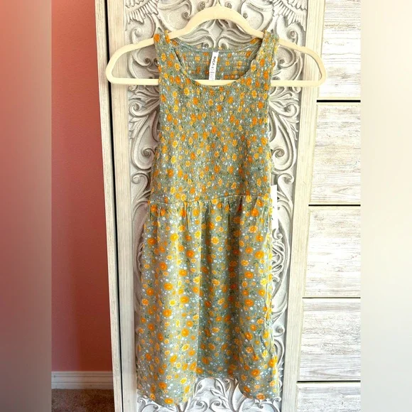 RVCA floral high neck trigger mini dress with smocked bust shale color NWT SZ XS - Picture 7 of 12